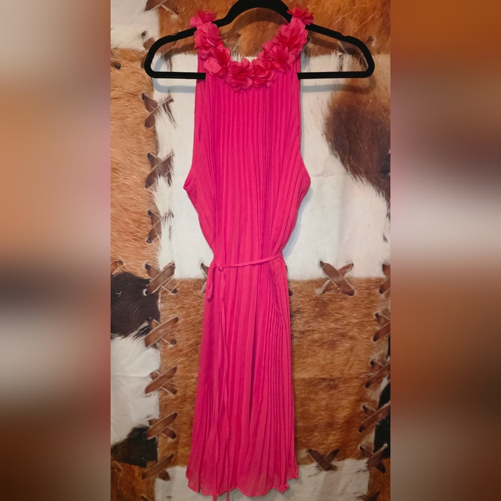 Nicole Miller Vibrant Pink Midi Dress